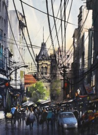 Sarfraz Musawir, 11 x 15 Inch, Watercolor on Paper, Cityscape Painting, AC-SAR-139